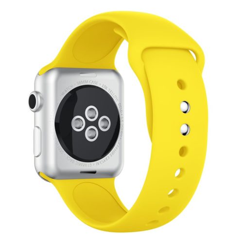 Double Buckle Soft Silicone Sport Watch Band for Apple Watch Series 10 46mm / Ultra 2 Ultra 49mm / 9 8 7 45mm / SE (2023) SE (2022) SE 6 5 4 44mm / 3 2 1 42mm - Yellow