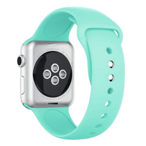 Double Buckle Soft Silicone Sport Watch Band for Apple Watch Series 10 46mm / Ultra 2 Ultra 49mm / 9 8 7 45mm / SE (2023) SE (2022) SE 6 5 4 44mm / 3 2 1 42mm - Cyan