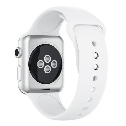 Double Buckle Soft Silicone Sport Watch Bracelet for Apple Watch Series 10 42mm / 9 8 7 41mm / SE (2023) SE (2022) SE 6 5 4 40mm / 3 2 1 38mm - White