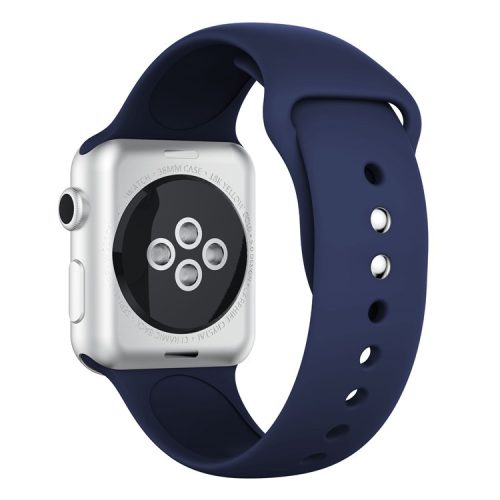 Double Buckle Soft Silicone Sport Watch Bracelet for Apple Watch Series 10 42mm / 9 8 7 41mm / SE (2023) SE (2022) SE 6 5 4 40mm / 3 2 1 38mm - Dark Blue