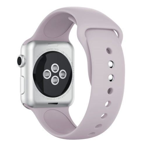 Double Buckle Soft Silicone Sport Watch Bracelet for Apple Watch Series 10 42mm / 9 8 7 41mm / SE (2023) SE (2022) SE 6 5 4 40mm / 3 2 1 38mm - Light Purple