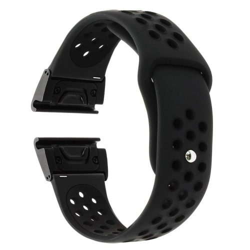 For Garmin Fenix 5/Garmin Forerunner 935 22mm Two-tone Hollow Silicone Watch Strap Wristband Replacement - All Black