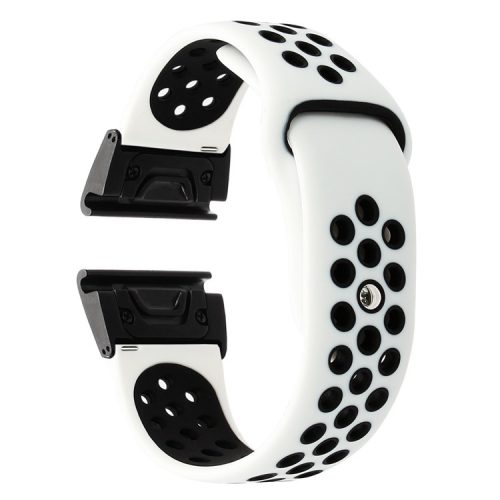 For Garmin Fenix 5/Garmin Forerunner 935 22mm Two-tone Hollow Silicone Watch Strap Wristband Replacement - White / Black