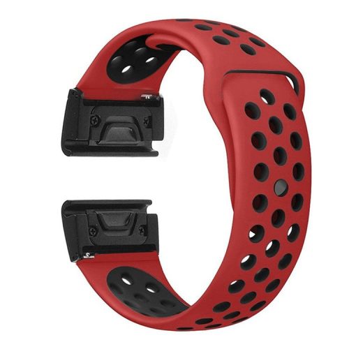 For Garmin Fenix 5/Garmin Forerunner 935 22mm Two-tone Hollow Silicone Watch Strap Wristband Replacement - Red / Black