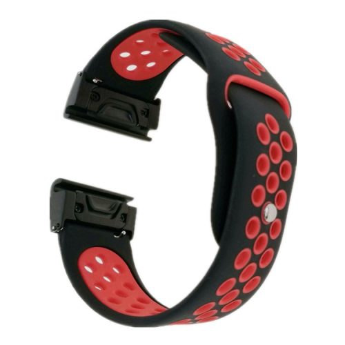 For Garmin Fenix 5/Garmin Forerunner 935 22mm Two-tone Hollow Silicone Watch Strap Wristband Replacement - Black / Red