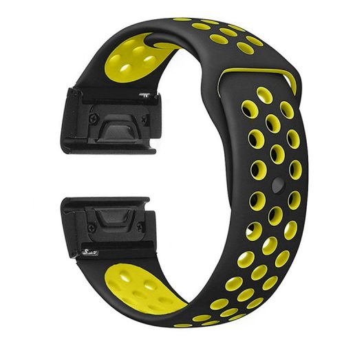 For Garmin Fenix 5/Garmin Forerunner 935 22mm Two-tone Hollow Silicone Watch Strap Wristband Replacement - Black / Yellow