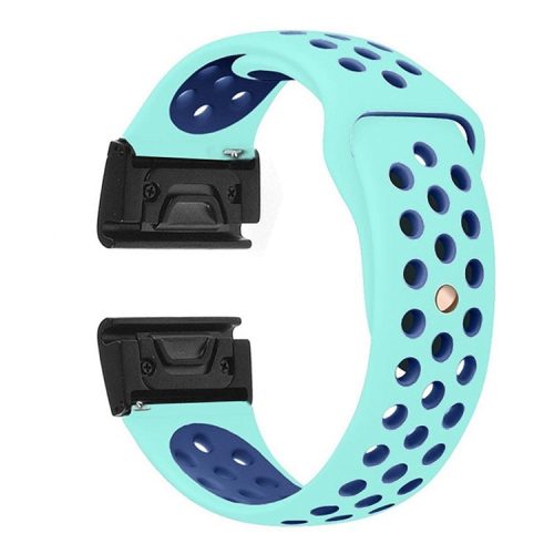 For Garmin Fenix 5/Garmin Forerunner 935 22mm Two-tone Hollow Silicone Watch Strap Wristband Replacement - Sky Blue