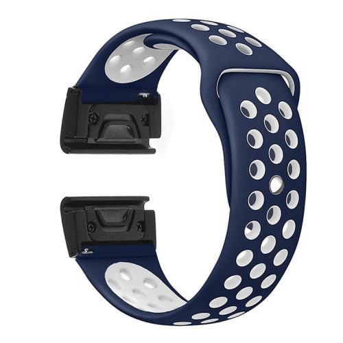 For Garmin Fenix 5/Garmin Forerunner 935 22mm Two-tone Hollow Silicone Watch Strap Wristband Replacement - Blue / White