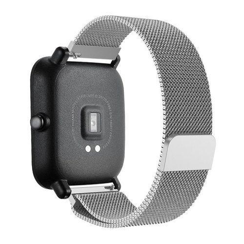 20mm Magnetic Milanese Stainless Steel Woven Watch Strap Replacement for Amazfit Bip Smart Watch - Silver