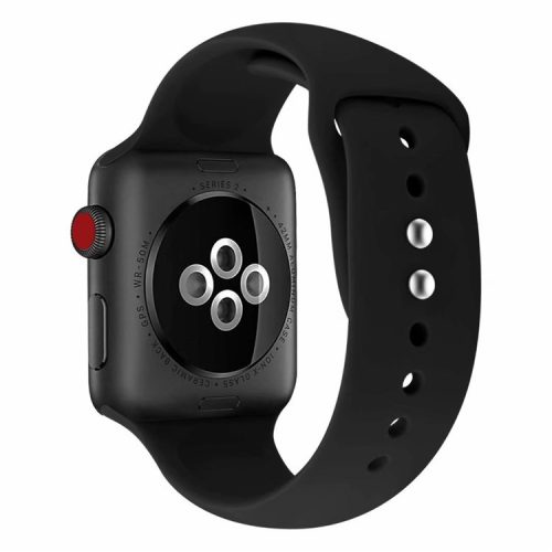 Dual Pin Buckle Silicone Watch Strap for Apple Watch Series 10 42mm / 9 8 7 41mm / SE (2023) SE (2022) SE 6 5 4 40mm / 3 2 1 38mm - Black