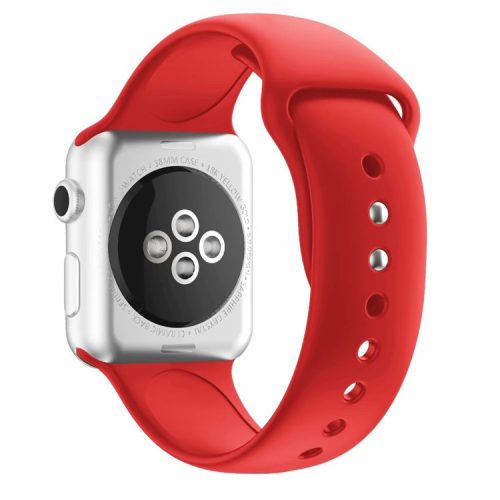 Dual Pin Buckle Silicone Watch Strap for Apple Watch Series 10 42mm / 9 8 7 41mm / SE (2023) SE (2022) SE 6 5 4 40mm / 3 2 1 38mm - Red