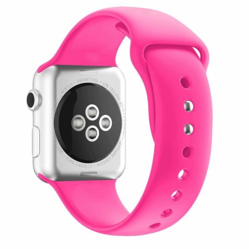 Dual Pin Buckle Silicone Watch Strap for Apple Watch Series 10 42mm / 9 8 7 41mm / SE (2023) SE (2022) SE 6 5 4 40mm / 3 2 1 38mm - Rose