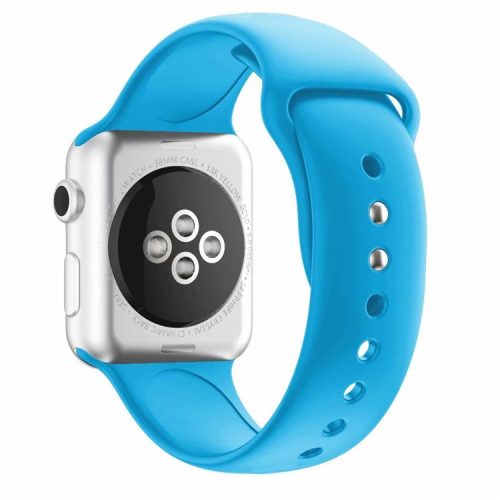 Dual Pin Buckle Silicone Watch Strap for Apple Watch Series 10 42mm / 9 8 7 41mm / SE (2023) SE (2022) SE 6 5 4 40mm / 3 2 1 38mm - Sky Blue