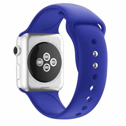 Dual Pin Buckle Silicone Watch Strap for Apple Watch Series 10 42mm / 9 8 7 41mm / SE (2023) SE (2022) SE 6 5 4 40mm / 3 2 1 38mm - Navy Blue