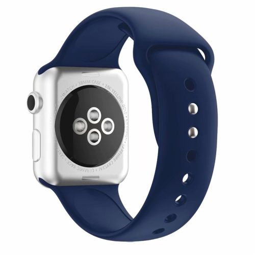 Dual Pin Buckle Silicone Watch Strap for Apple Watch Series 10 42mm / 9 8 7 41mm / SE (2023) SE (2022) SE 6 5 4 40mm / 3 2 1 38mm - Midnight Blue