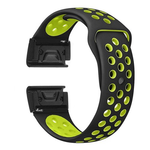 For Garmin Fenix 5 Two-color Silicone Adjustable Watchband Wrist Strap Replacement - Black / Green