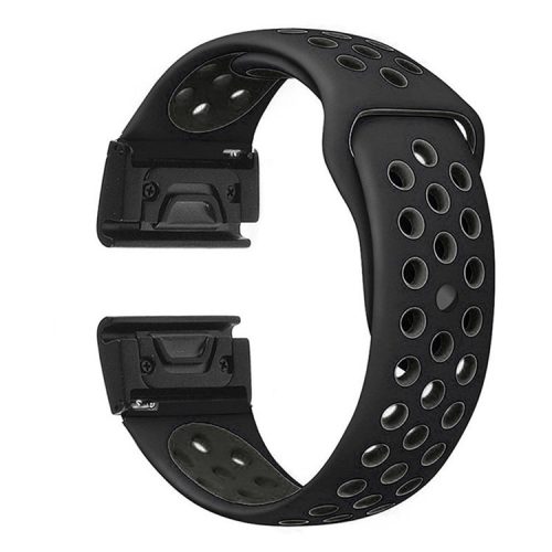 For Garmin Fenix 5 Two-color Silicone Adjustable Watchband Wrist Strap Replacement - Black