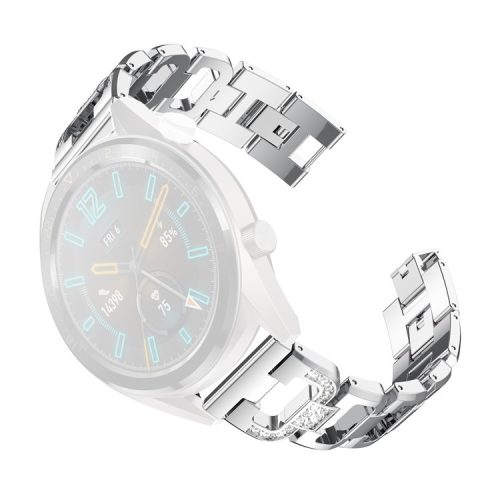 22mm D-shape Rhinestone Decor Stainless Steel Watch Band for Huawei Watch GT - Silver