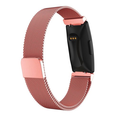 Milanese Mesh Stainless Steel Magnetic Watch Band for Fitbit Inspire HR / Inspire - Size: S / Rose Pink