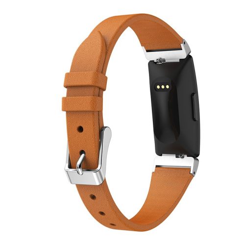 Single Tour Genuine Leather Watch Strap for Fitbit Inspire / Inspire HR - Brown