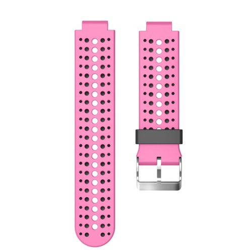 Bi-color Round Holes Silicone Watch Strap for Garmin Forerunner 220/230/235/620/630 - Rose / Black