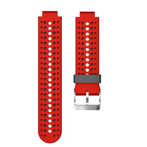 Bi-color Round Holes Silicone Watch Strap for Garmin Forerunner 220/230/235/620/630 - Red / Black