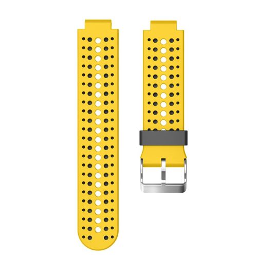 Bi-color Round Holes Silicone Watch Strap for Garmin Forerunner 220/230/235/620/630 - Yellow / Black