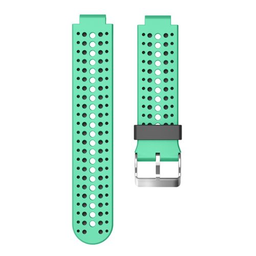 Bi-color Round Holes Silicone Watch Strap for Garmin Forerunner 220/230/235/620/630 - Cyan / Black