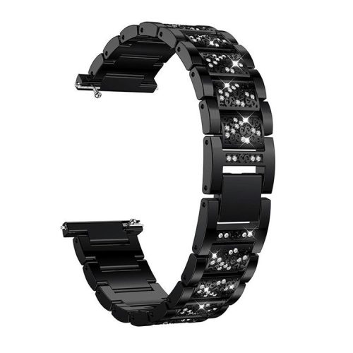 22mm Universal Rhinestone Decor Metal Watch Band for Huawei Watch GT / Samsung Gear S3 Classic / S3 Frontier - Black