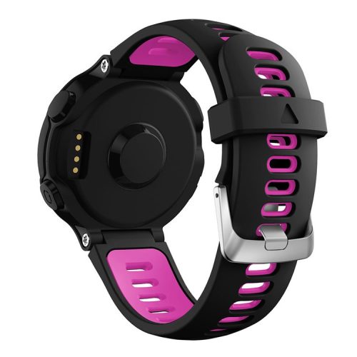 Two-tone Silicone Watch Band for Garmin Forerunner 220/230/235/620/630/F735XT, Adjustable Pin Buckle Wrist Strap - Black / Rose