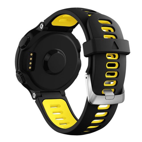 Two-tone Silicone Watch Band for Garmin Forerunner 220/230/235/620/630/F735XT, Adjustable Pin Buckle Wrist Strap - Black / Yellow