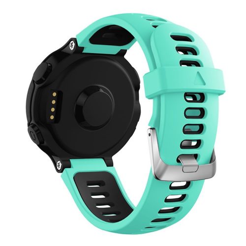 Two-tone Silicone Watch Band for Garmin Forerunner 220/230/235/620/630/F735XT, Adjustable Pin Buckle Wrist Strap - Cyan / Black