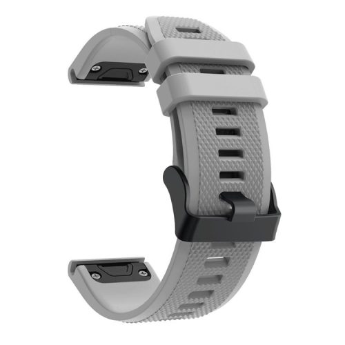 For Garmin Fenix 5 Silicone Sport Watch Band Adjustable Wrist Strap with Black Buckle - Grey