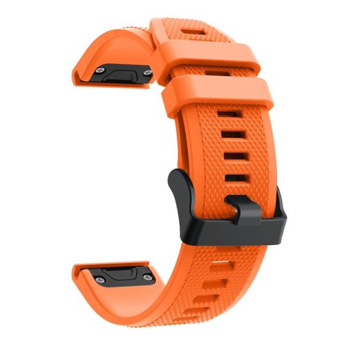 For Garmin Fenix 5 Silicone Sport Watch Band Adjustable Wrist Strap with Black Buckle - Orange