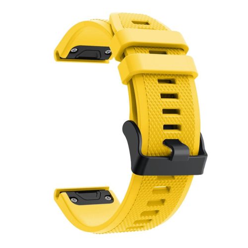 For Garmin Fenix 5 Silicone Sport Watch Band Adjustable Wrist Strap with Black Buckle - Yellow