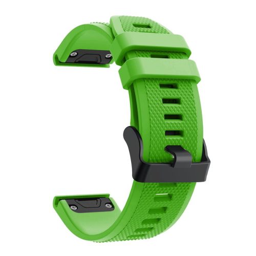 For Garmin Fenix 5 Silicone Sport Watch Band Adjustable Wrist Strap with Black Buckle - Green