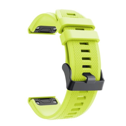 For Garmin Fenix 5 Silicone Sport Watch Band Adjustable Wrist Strap with Black Buckle - Yellowgreen