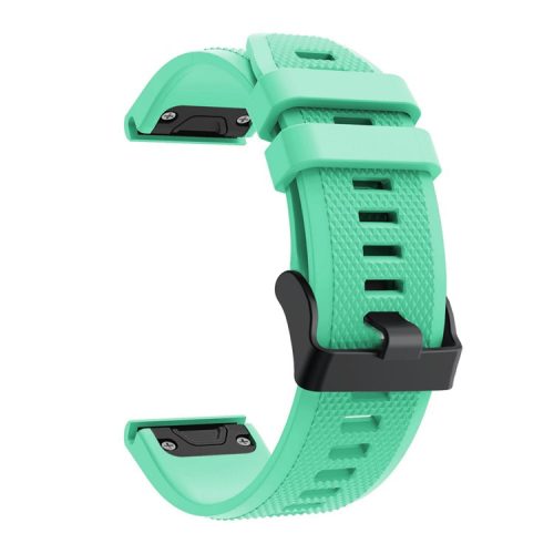 For Garmin Fenix 5 Silicone Sport Watch Band Adjustable Wrist Strap with Black Buckle - Cyan