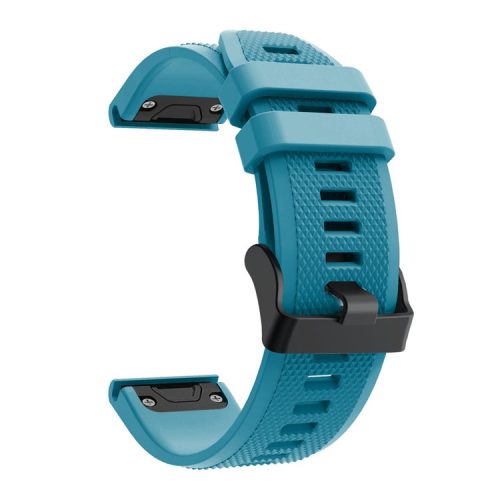 For Garmin Fenix 5 Silicone Sport Watch Band Adjustable Wrist Strap with Black Buckle - Sky Blue