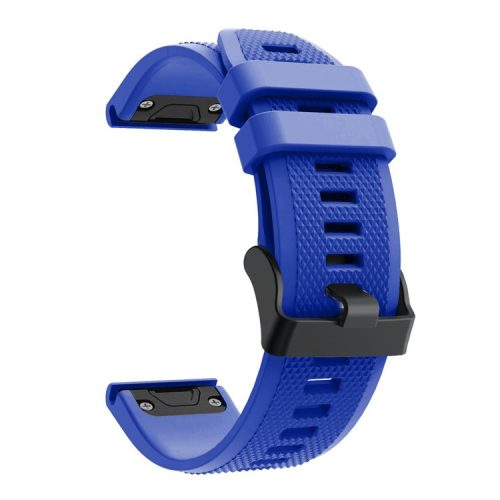 For Garmin Fenix 5 Silicone Sport Watch Band Adjustable Wrist Strap with Black Buckle - Baby Blue