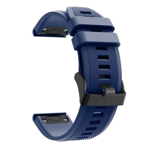 For Garmin Fenix 5 Silicone Sport Watch Band Adjustable Wrist Strap with Black Buckle - Dark Blue