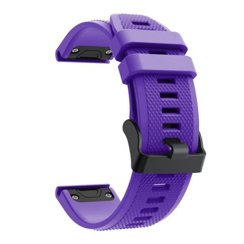 For Garmin Fenix 5 Silicone Sport Watch Band Adjustable Wrist Strap with Black Buckle - Purple