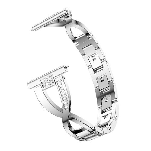 20mm X-shape Aluminum Alloy Rhinestone Watch Band for Samsung Gear S2 Classic - Silver