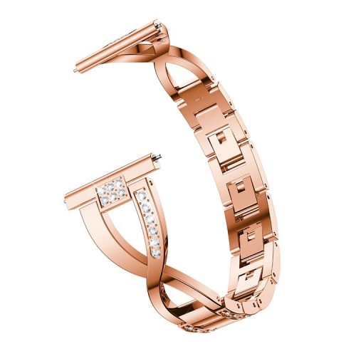 20mm X-shape Aluminum Alloy Rhinestone Watch Band for Samsung Gear S2 Classic - Rose Gold