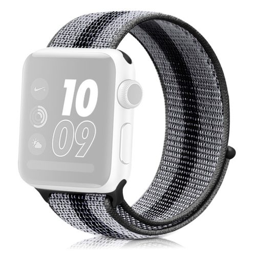 Waterproof Nylon Weaven Loop Fastener  Smart Bracelet Band for Apple Watch Series 10 46mm / Ultra 2 Ultra 49mm / 9 8 7 45mm / SE (2023) SE (2022) SE 6 5 4 44mm / 3 2 1 42mm - Black