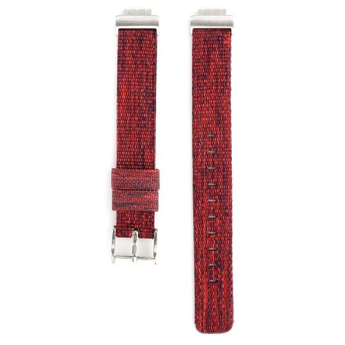 Nylon Canvas Watch Band with Metal Buckle for Fitbit Inspire HR - Red