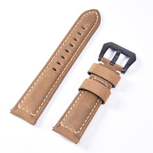 22mm Split Leather Watch Band with Black Big Buckle for Huawei Watch GT - Light Brown