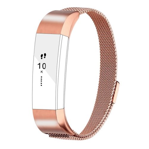 MILANESE Multi-colored Metal Watchband with Chain Magnetic Absorption Ring for Fitbit Alta - Rose Gold