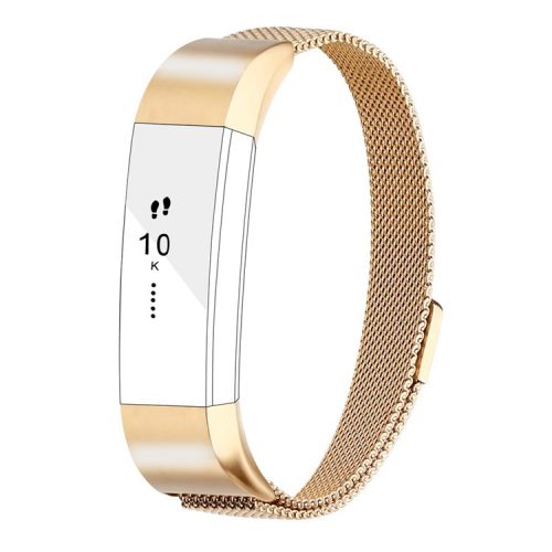 MILANESE Multi-colored Metal Watchband with Chain Magnetic Absorption Ring for Fitbit Alta - Gold