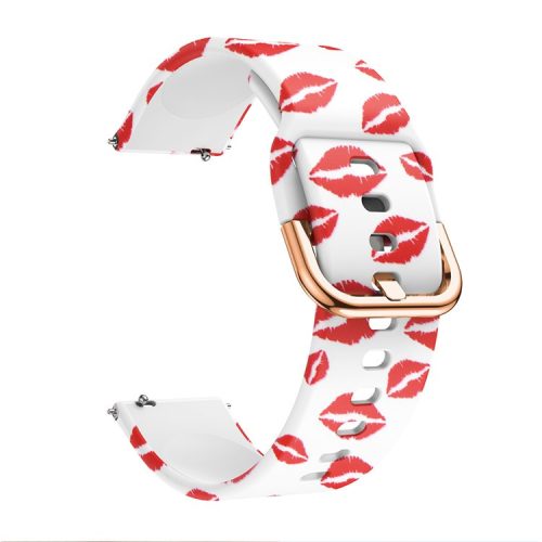 20mm Pattern Printing Silicone Watch Strap for Samsung Galaxy Watch Active, Pin Buckle Watch Wrist Band - Red Lip